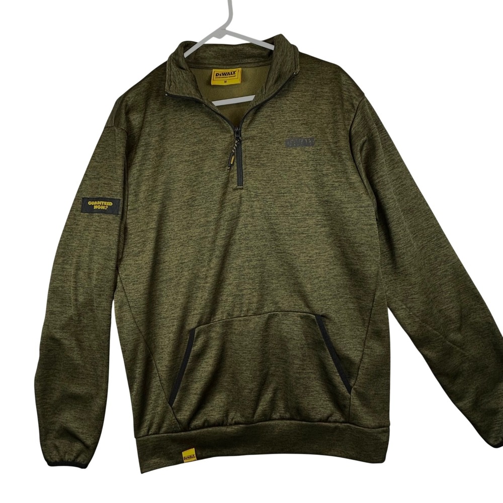 DeWalt 1/4 Zip Pullover Sweatshirt Mens M Olive Green Guaranteed Tough Logo‎